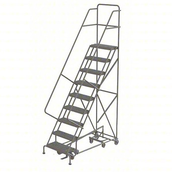 KD 9 Step All DirECtion Ladder: 90 In Platform Height, 10 In Platform Deep, 24 In Platform Wide, Serrated, Gray