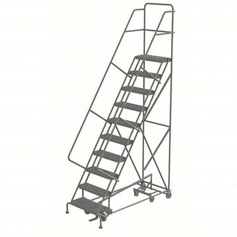 KD 10 Step All DirECtion Ladder: 100 In Platform Height, 10 In Platform Deep, 24 In Platform Wide, Serrated, Gray