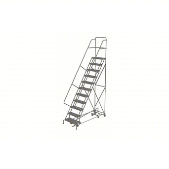 KD 11 Step All DirECtion Ladder: 110 In Platform Height, 10 In Platform Deep, 24 In Platform Wide, Serrated, Gray