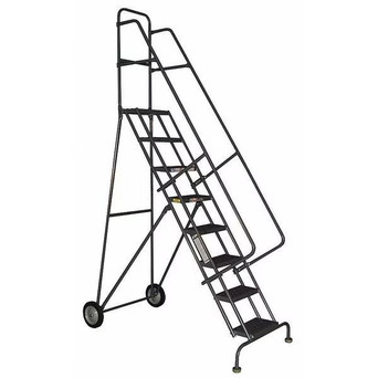 KD 7 Step All-terrain Tilt And Roll Ladder: 70 In Platform Height, 10 In Platform Deep, 16 In Platform Wide, Perforated, Gray