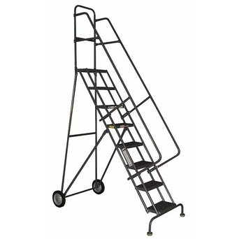 KD 9 Step All-terrain Tilt And Roll Ladder: 90 In Platform Height, 10 In Platform Deep, 16 In Platform Wide, Perforated, Gray