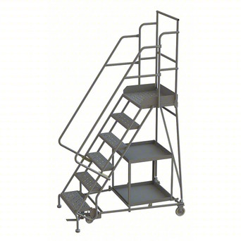 KD 6 STEP Stock Picking Rolling Ladder: 60 in Platform Height, 20 in Platform Deep, 24 in Platform Wide, Serrated