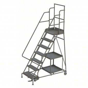 KD 7 STEP Stock Picking Rolling Ladder: 70 in Platform Height, 20 in Platform Deep, 24 in Platform Wide, Serrated
