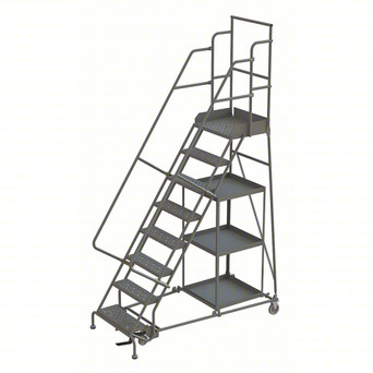 KD 8 STEP Stock Picking Rolling Ladder: 80 in Platform Height, 20 in Platform Deep, 24 in Platform Wide, Serrated