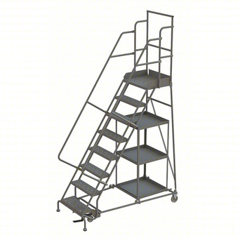KD 8 STEP Stock Picking Rolling Ladder: 80 in Platform Height, 20 in Platform Deep, 24 in Platform Wide, Perforated