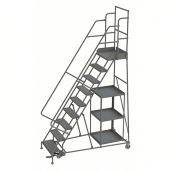 KD 9 STEP Stock Picking Rolling Ladder: 90 in Platform Height, 20 in Platform Deep, 24 in Platform Wide, Serrated