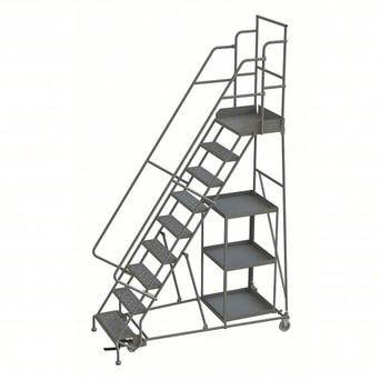 KD 9 STEP Stock Picking Rolling Ladder: 90 in Platform Height, 20 in Platform Deep, 24 in Platform Wide, Perforated