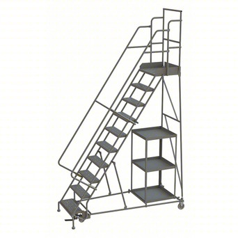 KD 10 STEP Stock Picking Rolling Ladder: 100 in Platform Height, 20 in Platform Deep, 24 in Platform Wide, Serrated