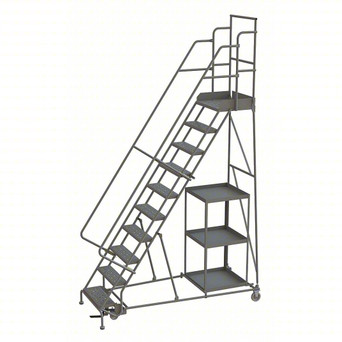 KD 10 STEP Stock Picking Rolling Ladder: 100 in Platform Height, 20 in Platform Deep, 24 in Platform Wide, Perforated