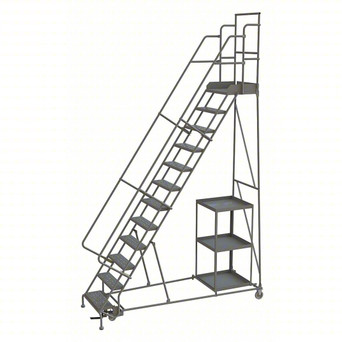 KD 12 STEP Stock Picking Rolling Ladder: 120 in Platform Height, 20 in Platform Deep, 24 in Platform Wide, Serrated