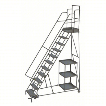KD 11 STEP Stock Picking Rolling Ladder: 110 in Platform Height, 20 in Platform Deep, 24 in Platform Wide, Perforated
