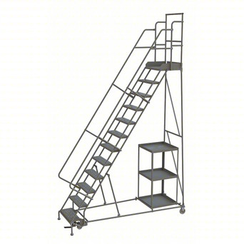 KD 12 STEP Stock Picking Rolling Ladder: 120 in Platform Height, 20 in Platform Deep, 24 in Platform Wide, Perforated