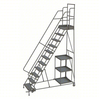 KD 11 STEP Stock Picking Rolling Ladder: 110 in Platform Height, 20 in Platform Deep, 24 in Platform Wide, Serrated