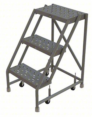 KD 3 Step Steel Rolling Ladder Perforated 16