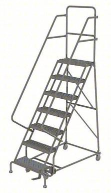 KD 6 Step Steel Rolling Ladder: 60 In Platform Height, 10 In Platform Deep, 16 In Platform Wide, Perforated, 27 In Bottom Wide