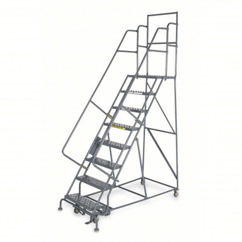KD 6 Step Steel Rolling Ladder: 60 In Platform Height, 20 In Platform Deep, 24 In Platform Wide, Serrated, 35 In Bottom Wide