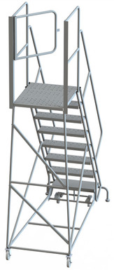 KD 14 Step Steel Ladder Grip 30" With Deep Top Step, Rear Exit Gate