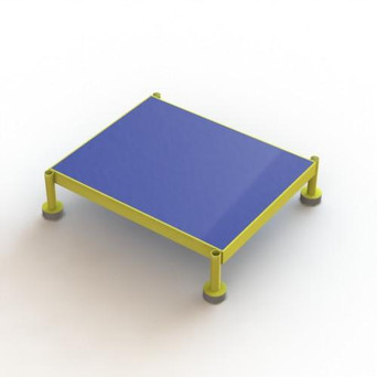 Tri-Arc Adjustable Height Work Platform: 1 Steps, 9" To 14", 19" Platform Wide, Yellow/Blue