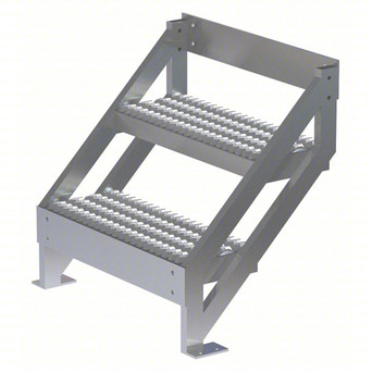 Tri-Arc Ladder: 27 In Top Step Height, 2 Steps, 45° Climbing Angle, 23 In Vertical Clearance, Serrated
