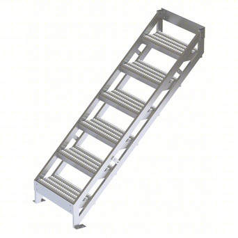 Tri-Arc Ladder: 63 In Top Step Height, 6 Steps, 45° Climbing Angle, 59 In Vertical Clearance, Serrated