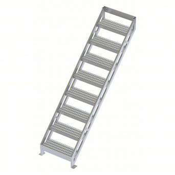 Tri-Arc Ladder: 81 In Top Step Height, 8 Steps, 45° Climbing Angle, 77 In Vertical Clearance, Serrated