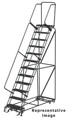 All Direction Ladders, All Directional, 12 Step, 32 In Wide Base, 21 in Deep Top Step, Serrated Tread