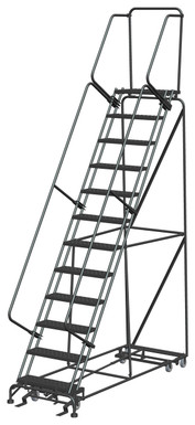 All Direction Ladders, All Directional, 12 Step, 32 In Wide Base, 14 in Deep Top Step, Perforated Tread, Setup