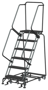 All Direction Ladders, All Directional, 6 Step, 32 In Wide Base, 14 in Deep Top Step, Perforated Tread