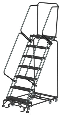 All Direction Ladders, All Directional, 7 Step, 32 In Wide Base, 14 in Deep Top Step, Expanded Metal Tread