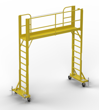 Rolling Work Platform: 7 Steps, 103 in to 115 in, 24 in Platform Wd, 130 in Platform Dp