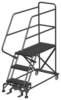 Single Entry Work Platforms, 3 Step, 33" Wide Base, 36" Deep Platform, Serrated Tread