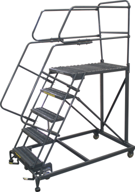 Single Entry Work Platforms, 5 Step, 38 In Wide Base, 36 in Deep Platform, Serrated Tread