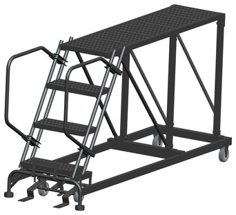 Single Entry Work Platforms, 4 Step, No Rails, 33" Wide Base, 60" Deep Platform, Serrated Tread