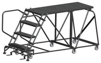 Single Entry Work Platforms, 4 Step, No Rails, 38" Wide Base, 60" Deep Platform, Serrated Tread