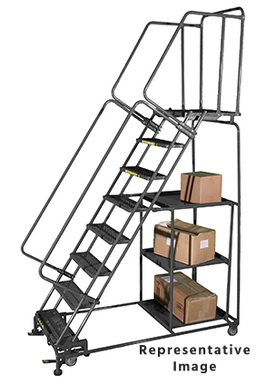 Stock Picking Ladders, 7 Step, 24 in Wide Base, 21 in Deep Top Step, Perforated Tread, Setup