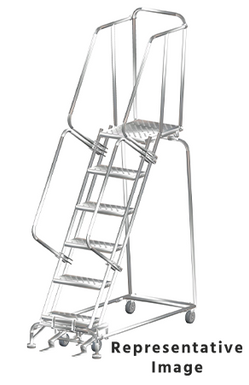 Stainless Steel Ladders, 6 Step, 24" Wide Base, 21" Deep Top Step, Perforated Tread