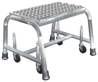Stainless Steel Ladders, 1 Step, 18 in Wide Base, 10 in Deep Top Step, Perforated Tread, Setup