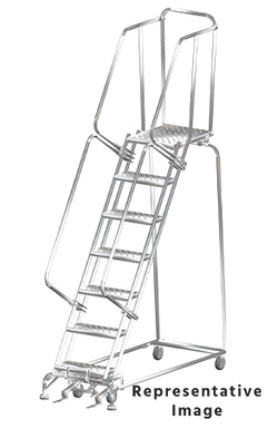Stainless Steel Ladders, 7 Step, 30 In Wide Base, 21 in Deep Top Step, Perforated Tread, Setup