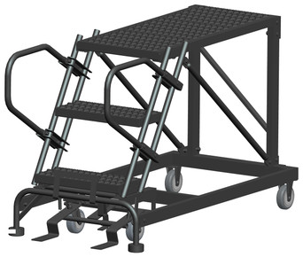 50 Degree Single Entry Platforms - Without Handrails, 50° Incline, 3 Step, 33 In Wide Base, 36 in Deep Top Step, Serrated Tread