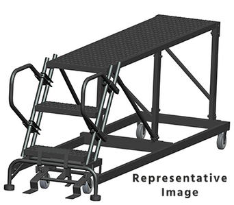 50 Degree Single Entry Platforms - Without Handrails, 50° Incline, 3 Step, 38 In Wide Base, 36 in Deep Top Step, Serrated Tread