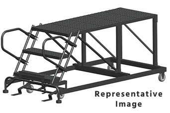 50 Degree Single Entry Platforms - Without Handrails, 50° Incline, 3 Step, 38 In Wide Base, 60 in Deep Top Step, Serrated Tread