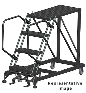 50 Degree Single Entry Platforms - Without Handrails, 50° Incline, 4 Step, 33 In Wide Base, 48 in Deep Top Step, Serrated Tread