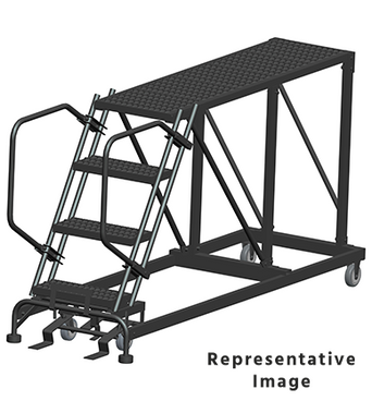 50 Degree Single Entry Platforms - Without Handrails, 50° Incline, 4 Step, 33 In Wide Base, 60 in Deep Top Step, Serrated Tread