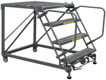 50 Degree Single Entry Platforms - Without Handrails, 50° Incline, 4 Step, 38 In Wide Base, 36 in Deep Top Step, Serrated Tread
