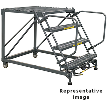50 Degree Single Entry Platforms - Without Handrails, 50° Incline, 4 Step, 38 In Wide Base, 48 in Deep Top Step, Serrated Tread