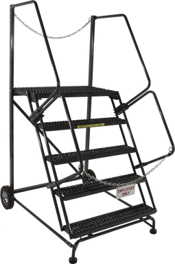 Truck/Dock Access Ladder, 50° Slope, 5 Step, 44" Wide Base, 21" Deep Top Step, Serrated Tread
