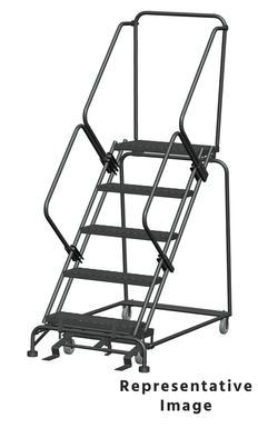50 Degree Slope Walk Down Ladders, 6 Step, 32 In Wide Base, 21 in Deep Top Step, Expanded Metal Tread, Setup