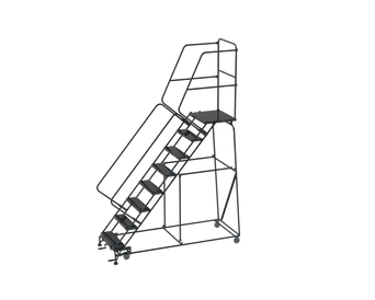 50 Degree Slope Walk Down Ladders, 8 Step, 32 In Wide Base, 21 in Deep Top Step, Perforated Tread