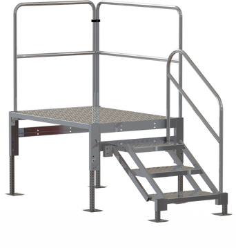 Work Platform: 3 to 4 Steps, 28 in to 35 in, 43 1/2 in Platform Wd, 60 in Platform Dp, Gray