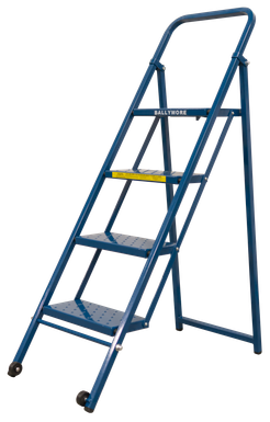 Thin Line Ladder, 50° Incline, 4 Step, 21 in Wide Base, 10 in Deep Top Step, Perforated Tread